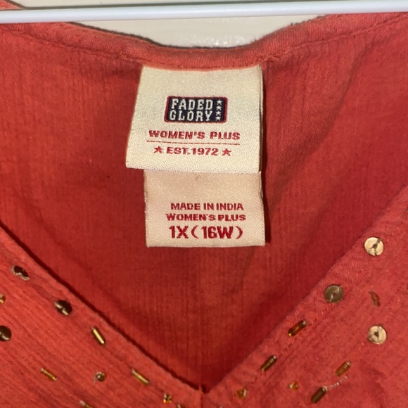 Women’s extra large faded, glory, coral sleeveless blouse - Picture 2 of 3
